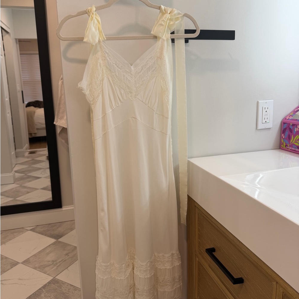 Vintage Cream Slip Dress Small